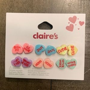 New, Conversation Heart Earrings, 6 pair